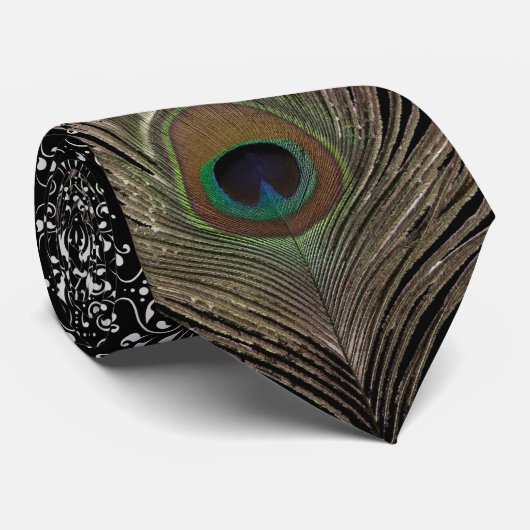 Pfauenfeather-Damast Krawatte (Gerollt)