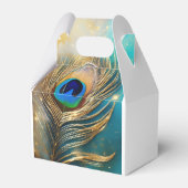 Pfauenfeather luxuriöses Tuch aquamarin weiß Geschenkschachtel (Vorderseite)