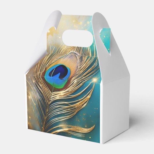 Pfauenfeather luxuriöses Tuch aquamarin weiß Geschenkschachtel (Vorderseite)