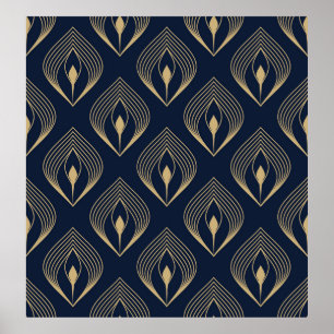 Pfauenfeather ombre Muster ditzy Blumenmotiv. Poster