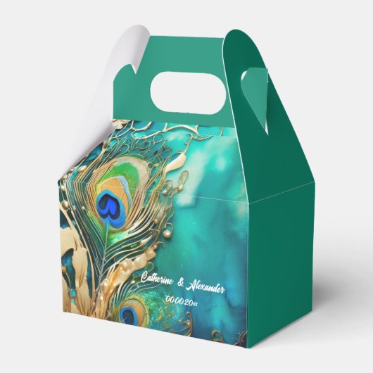 Pfauenfeather plum aquamarines grünes Goldmedaille Geschenkschachtel (Vorderseite)