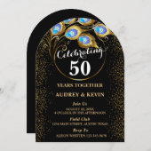 Pfauenfeathers 50. Hochzeitstag Einladung (Vorne/Hinten)