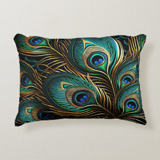 PfauenFeathers - Art Deco Dekokissen
