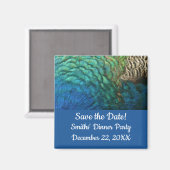 Pfauenfeathers, die ich Save the Date Magnet (Vorderseite/Rückseite)