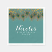 Pfauenfeathers & Gold Dots JEDES FARBParty Serviette (Vorderseite)