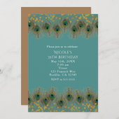 Pfauenfeathers & Gold Dots JEGLICHE FARBE Einladun Einladung (Vorne/Hinten)