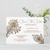 Pfauenfeathers henna inspiriert rett einladung (Stehend Vorderseite)