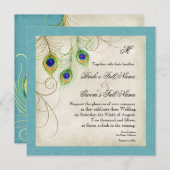 Pfauenfeathers Hochzeitseinladung Einladung (Vorne/Hinten)