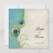 Pfauenfeathers Hochzeitseinladung Einladung (Rückseite)