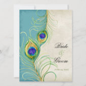 Pfauenfeathers Hochzeitseinladung Einladung (Rückseite)