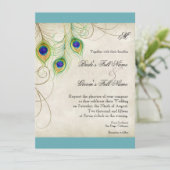 Pfauenfeathers Hochzeitseinladung Einladung (Stehend Vorderseite)
