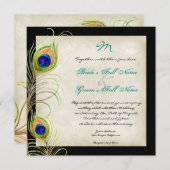 Pfauenfeathers Hochzeitseinladung Einladung (Vorne/Hinten)
