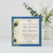 Pfauenfeathers Hochzeitseinladung Einladung (Stehend Vorderseite)