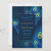 Pfauenfeathers Hochzeitseinladung Einladung (Vorderseite)