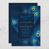 Pfauenfeathers Hochzeitseinladung Einladung (Vorne/Hinten)