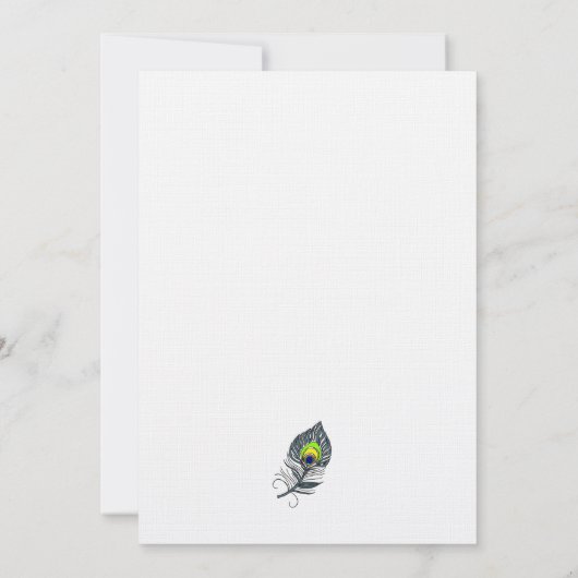 Pfauenfeathers Hochzeitseinladung Einladung (Rückseite)