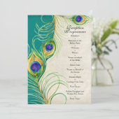 Pfauenfeathers Hochzeitseinladung Einladung (Stehend Vorderseite)