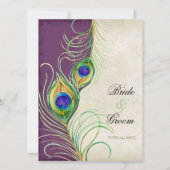 Pfauenfeathers Hochzeitseinladung Einladung (Rückseite)