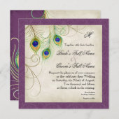 Pfauenfeathers Hochzeitseinladung Einladung (Vorne/Hinten)