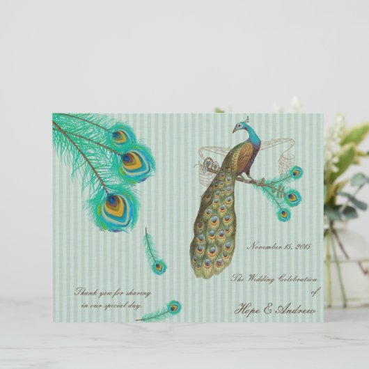 Pfauenfeathers Hochzeitsprogramm 2 (Stehend Vorderseite)