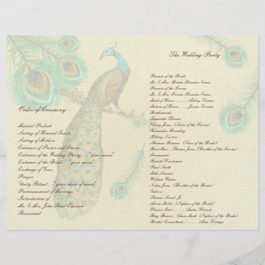 Pfauenfeathers Hochzeitsprogramm 2 (Rückseite)