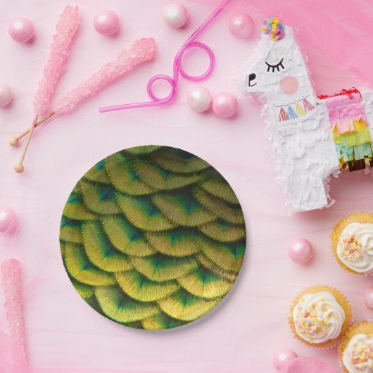 Pfauenfeathers II Farbenfrohe Natur Pappteller (Party)