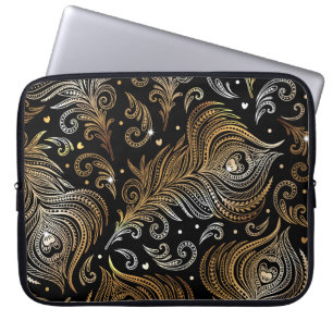 Pfauenfeathers: Künstlerisches Freehand Zeichnend. Laptopschutzhülle