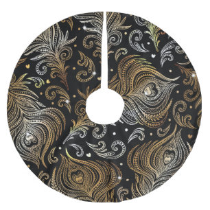 Pfauenfeathers: Künstlerisches Freehand Zeichnend. Polyester Weihnachtsbaumdecke