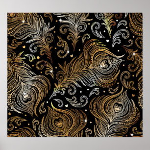 Pfauenfeathers: Künstlerisches Freehand Zeichnend. Poster