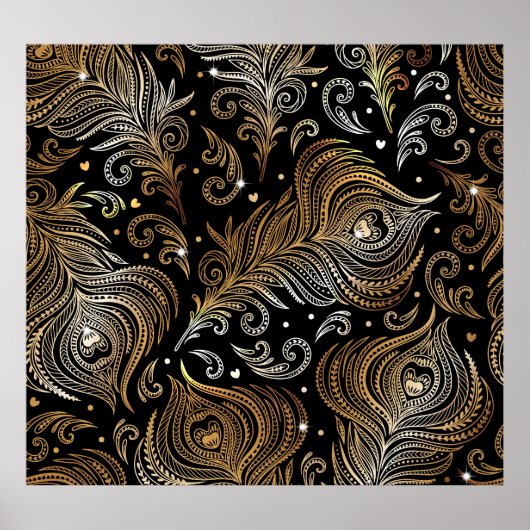 Pfauenfeathers: Künstlerisches Freehand Zeichnend. Poster (Vorne)