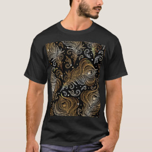 Pfauenfeathers: Künstlerisches Freehand Zeichnend. T-Shirt