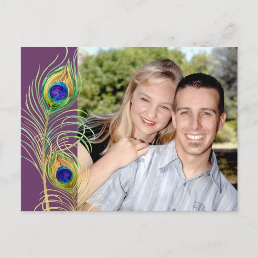 Pfauenfeathers laden Save the Date Karten ein (Vorderseite)