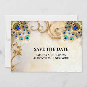 Pfauenfeathers luxuriöse Natur Vogel plumage 12x18 Save The Date