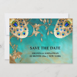 Pfauenfeathers luxuriöse Natur Vogel plumage blu Save The Date