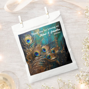 Pfauenfeathers luxuriöse Wasserfarbenhochzeit mit  Geschenktütchen