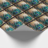 Pfauenfeathers Luxuskostüm Hochzeitstag Geschenkpapier (Ecke)