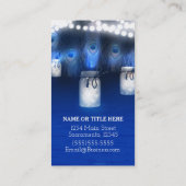 Pfauenfeathers, Mason Jar & String Lights Rustikal Visitenkarte (Rückseite)