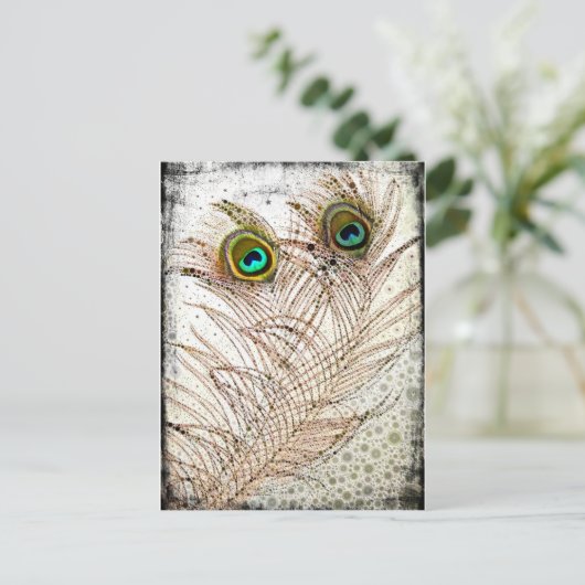 PfauenFeathers Postkarte (Stehend Vorderseite)