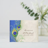 Pfauenfeathers Royal Damask UAWG Response Card Einladungspostkarte (Stehend Vorderseite)