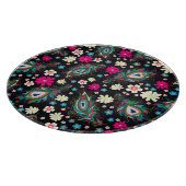 Pfauenfeathers Stickerei Nahtloses Muster Schneidebrett (Ecke)