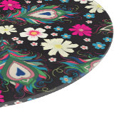 Pfauenfeathers Stickerei Nahtloses Muster Schneidebrett (Ecke)