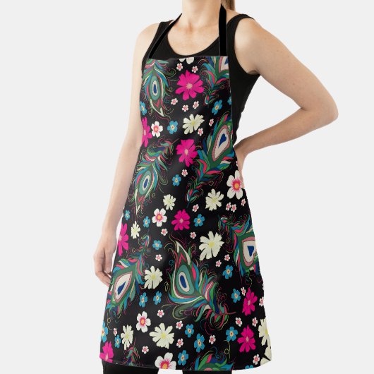 Pfauenfeathers Stickerei Nahtloses Muster Schürze (InSitu)