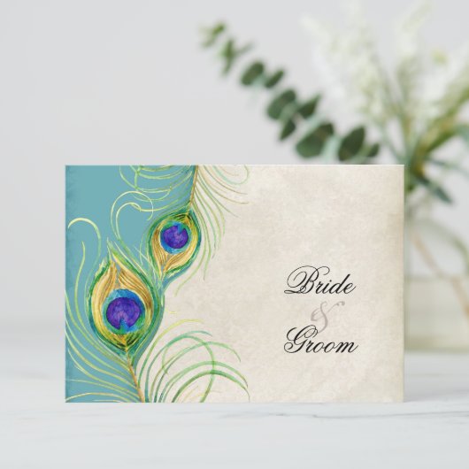 PfauenFeathers UAWG Response Cards RSVP Karte (Stehend Vorderseite)