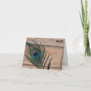 PfauenFeathers und Bricks Wedding RSVP Einladung