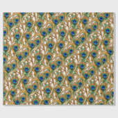 Pfauenfeathers unglaubliches Luxusgold nahtlos Geschenkpapier (Flach)