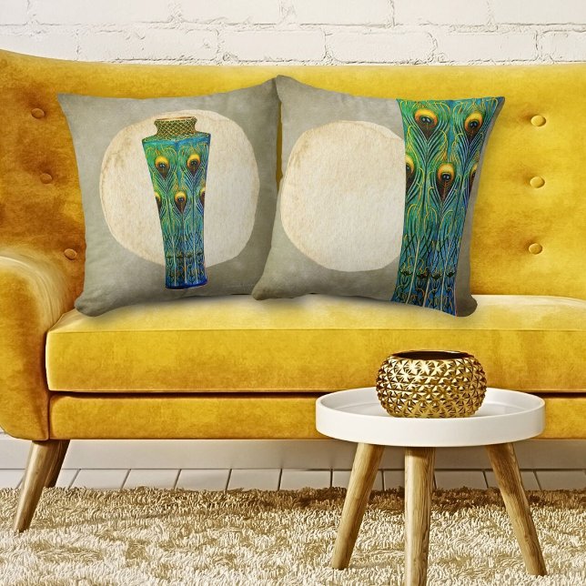 Pfauenfeathers Vase Masterpiece von 1900 Kissen (Von Creator hochgeladen)