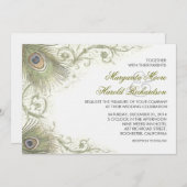 Pfauenfeathers Vintage Hochzeit Einladungen (Vorne/Hinten)