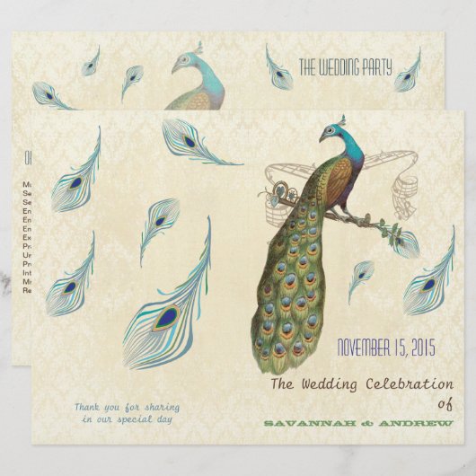 Pfauenfeathers Wedding Program (Vorne/Hinten)