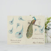 Pfauenfeathers Wedding Program (Stehend Vorderseite)