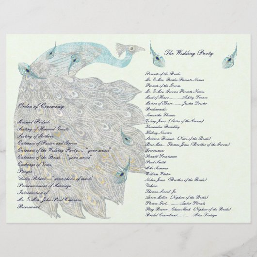 Pfauenfeathers Wedding Program (Rückseite)